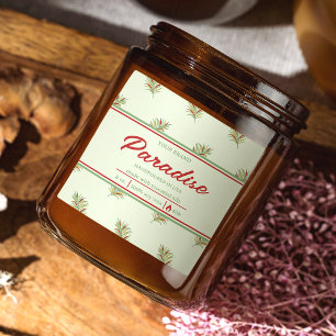 Colourful Palm Leaves Square Candle Label Design