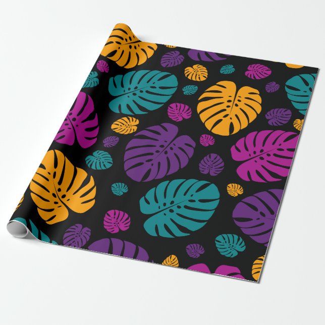 Colourful Palm Leaves Wrapping Paper (Unrolled)