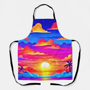 Colourful Palm Tree Sunset Apron