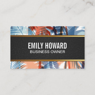 Colourful Palm Trees Pattern Natural Business Card