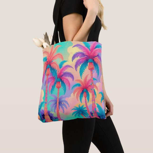 Colourful Palm trees Tote Bag (Close Up)