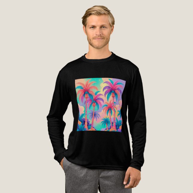 Colourful Palm trees Tri-Blend Shirt (Full Front)