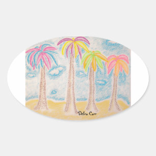 Colourful Palms-oval sticker
