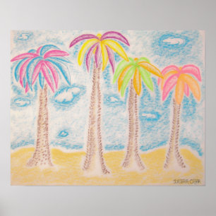 Colourful Palms-Print Poster