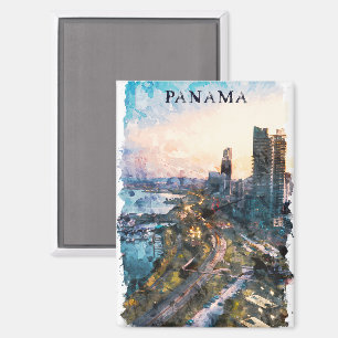 Colourful Panama City Skyline  Magnet