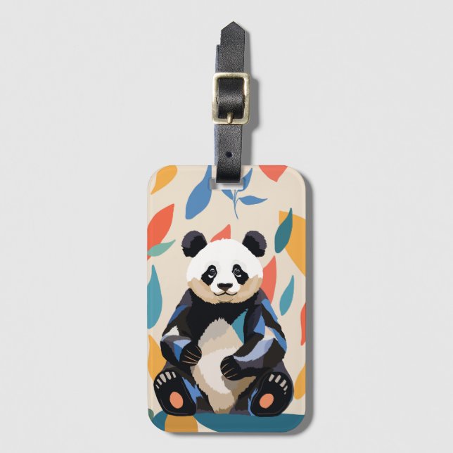 Colourful Panda Bear Matisse Inspired Luggage Tag (Front Vertical)