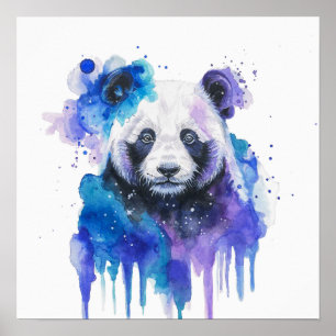 Colourful Panda Watercolor Artwork Poster