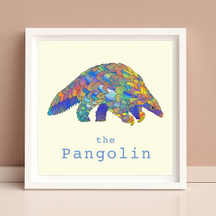 Colourful Pangolin Endangered Animal Rights Art Poster