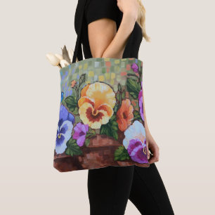 "Colourful Pansies" 16" x 16" Tote Bag