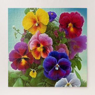 Colourful Pansies -AI ART Jigsaw Puzzle