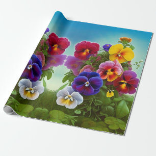 Colourful Pansies -AI ART Wrapping Paper