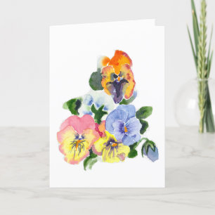 Colourful Pansies Folded Thank You Card