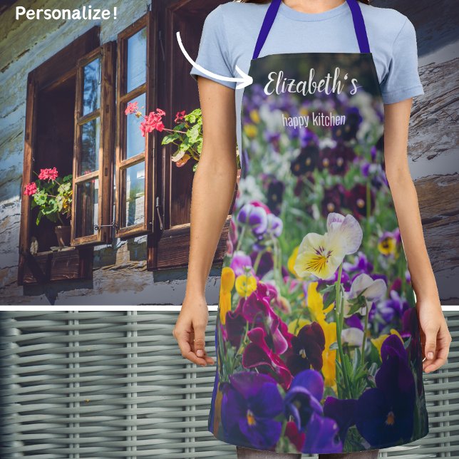 Colourful pansies in bloom in the country garden apron (Creator Uploaded)