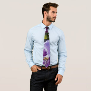 Colourful Pansies in Purple Violet Green Yellow Tie