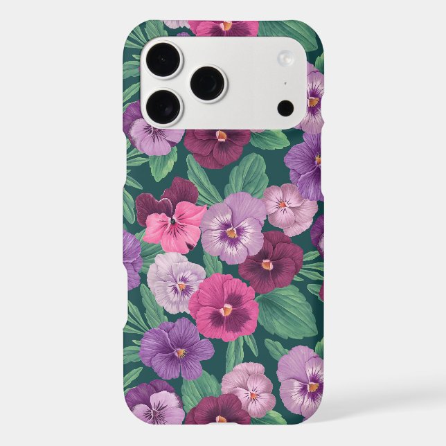 Colourful pansies on dark greenish blue (Back)