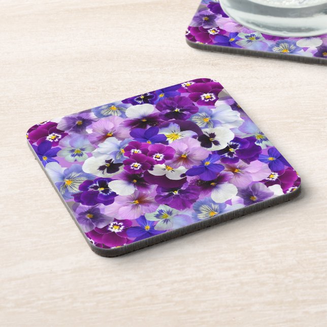 Colourful Pansies, Pretty Flowers, Coaster (Left Side)