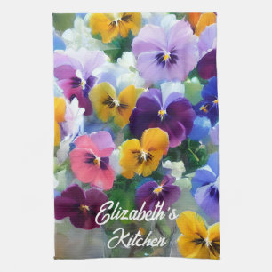 Colourful Pansies  Tea Towel