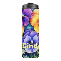 Colourful Pansies Thermal Tumbler