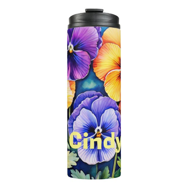 Colourful Pansies Thermal Tumbler (Front)