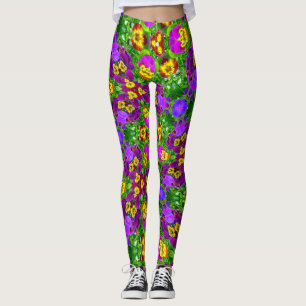 Colourful Pansy Pattern Leggings