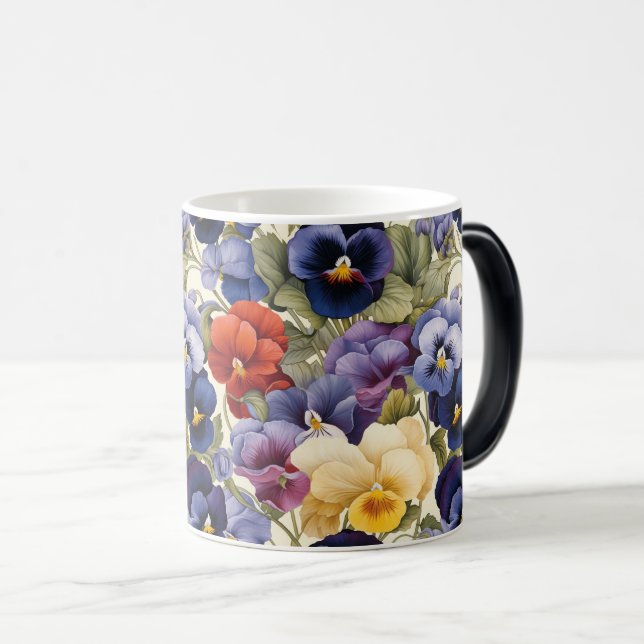 Colourful Pansy Seamless Floral Elegance Magic Mug (Front Right)