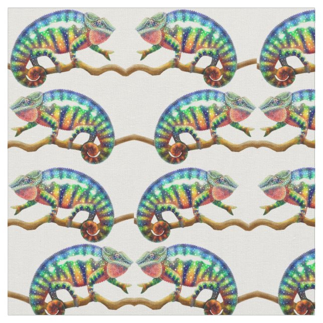 Colourful Panther Chameleon Fabric (Close Up)