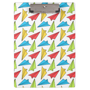 Colourful Paper Aeroplanes Pattern Clipboard