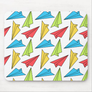 Colourful Paper Aeroplanes Pattern Mouse Pad