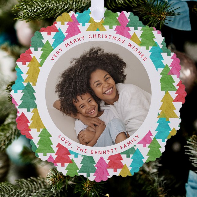 Colourful Paper Christmas Trees 2 Photo  Tree Decoration Card (Creator Uploaded)