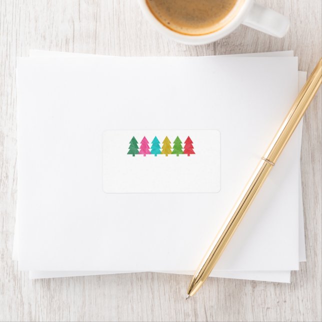 Colourful Paper Christmas Trees Blank Address Label (Insitu)