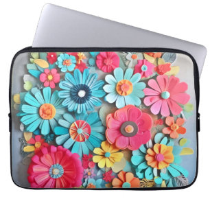 Colourful Paper Floral Art Laptop Sleeve