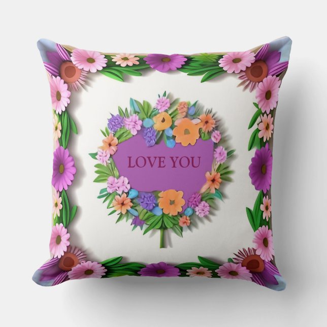 Colourful Paper Flower Frame Cushion (Front)