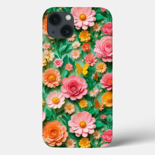 Colourful Paper Flowers and Butterflies iPhone 13 Case
