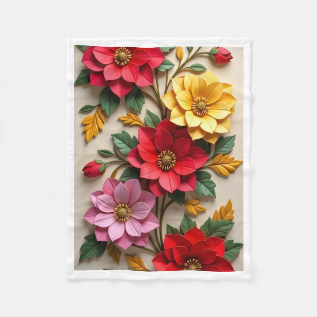 Colourful Paper Flowers Blanket (Front)