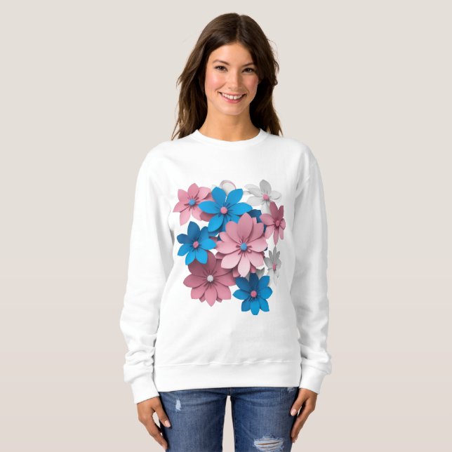 colourful paper flowers sweatshirt (Front Full)