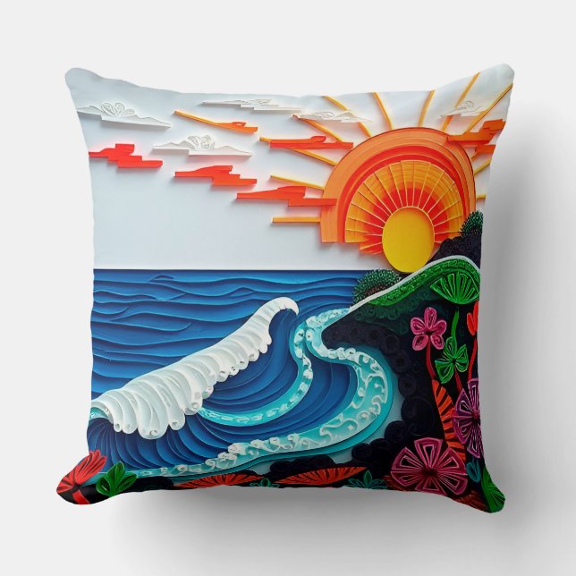 Colourful Paper Quilling Artwork Cushion (Front)