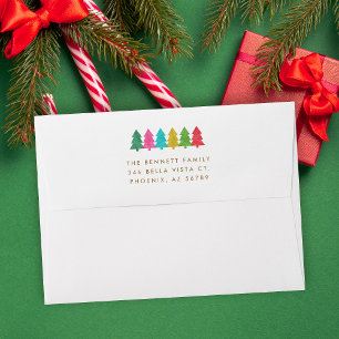 Colourful Paper Trees Pre-Addressed Christmas  Envelope