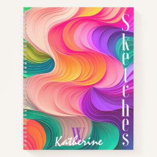 Colourful Paper Waves Abstract Pattern Sketchbook Notebook