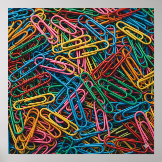 Colourful Paperclip Cluster Poster (Front)
