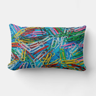 Colourful paperclips pattern throw pillow