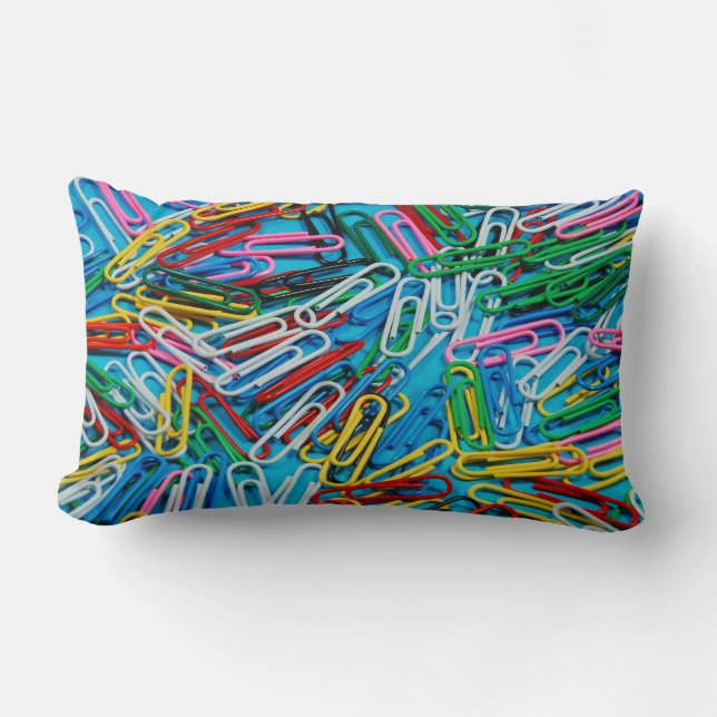 Colourful paperclips pattern throw pillow (Front)
