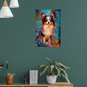Colourful Papillon dog Art Poster
