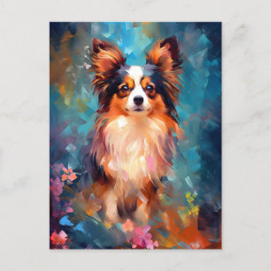 Colourful Papillon dog Postcard