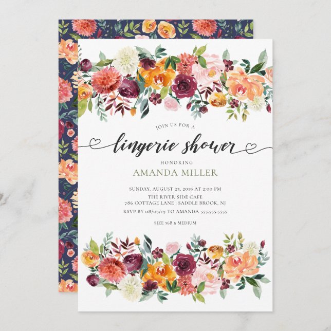 Colourful Paprika Bridal Lingerie Shower Invitation (Front/Back)