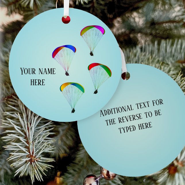 Colourful Paragliders against sky - personalise Metal Tree Decoration (Creator Uploaded)