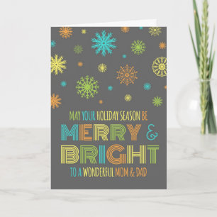 Colourful Parents Merry & Bright Christmas Card
