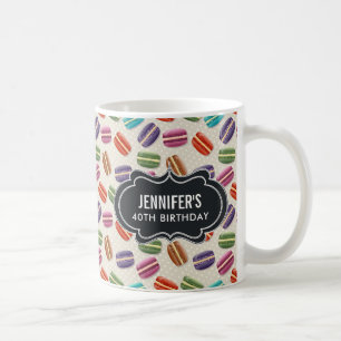 Colourful Parisian Macarons Pattern Birthday Coffee Mug
