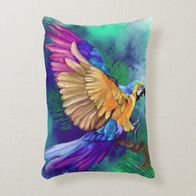Colourful Parrot Accent Pillow (Front(Vertical))