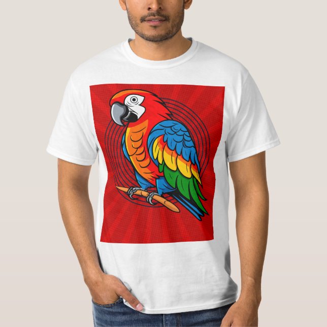 Colourful Parrot Bird T-Shirt (Front)