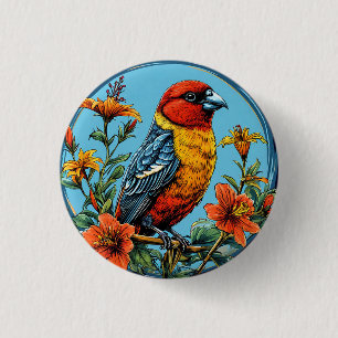Colourful Parrot crossbill Bird 3 Cm Round Badge